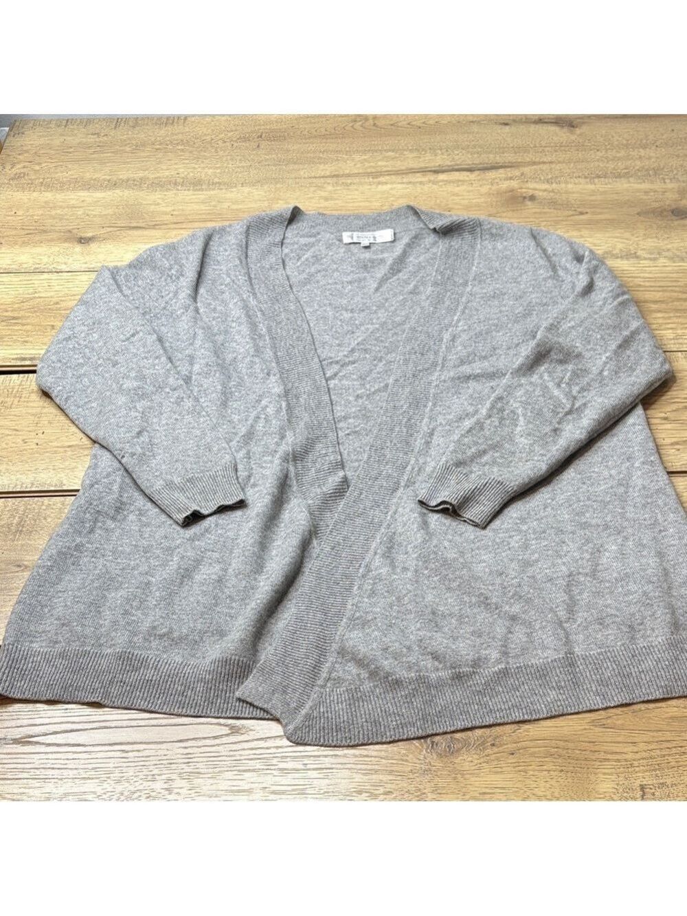 Women’s Sue Designer Knits 100% Cashmere Gray Open Front Cardigan Size Medium